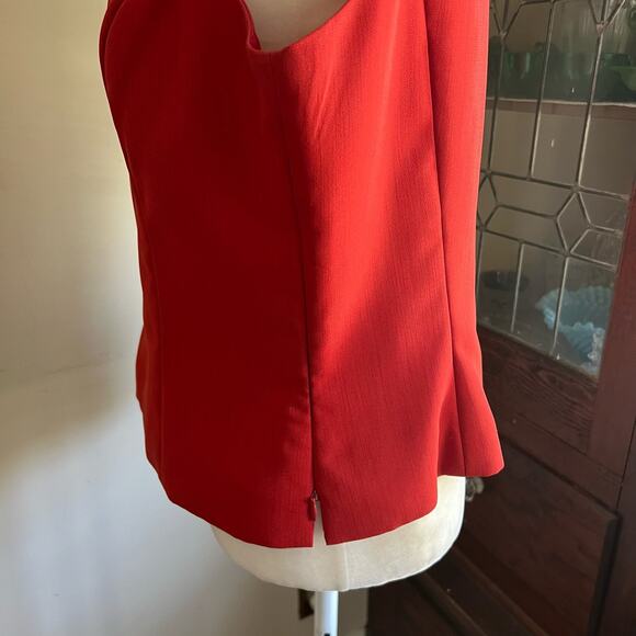90s Vintage Kasper Red Cropped Tank Blouse Size 12 Side Zip Scoop Neck Coquette - Picture 2 of 15